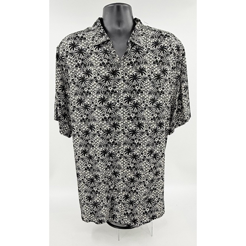 Tommy Bahama "Veracruz Cay Palm Cascade" Shirt Black White Tropical Mens XL NWT